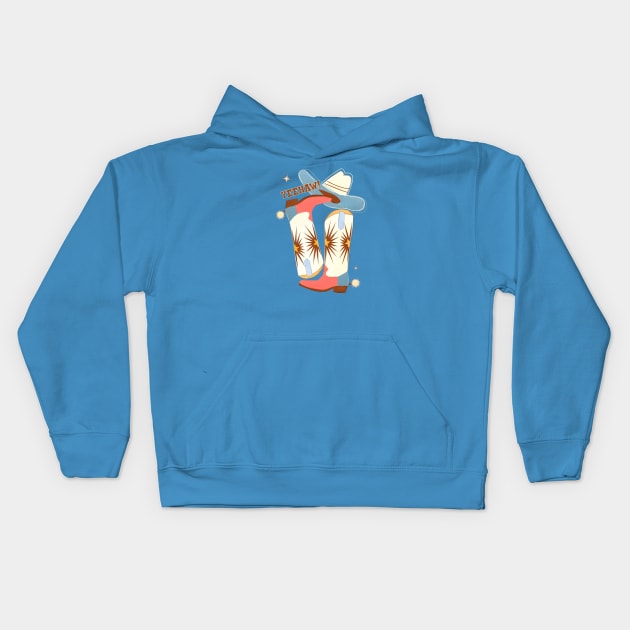 Yeehaw! Cowboy Boots Kids Hoodie by showmemars